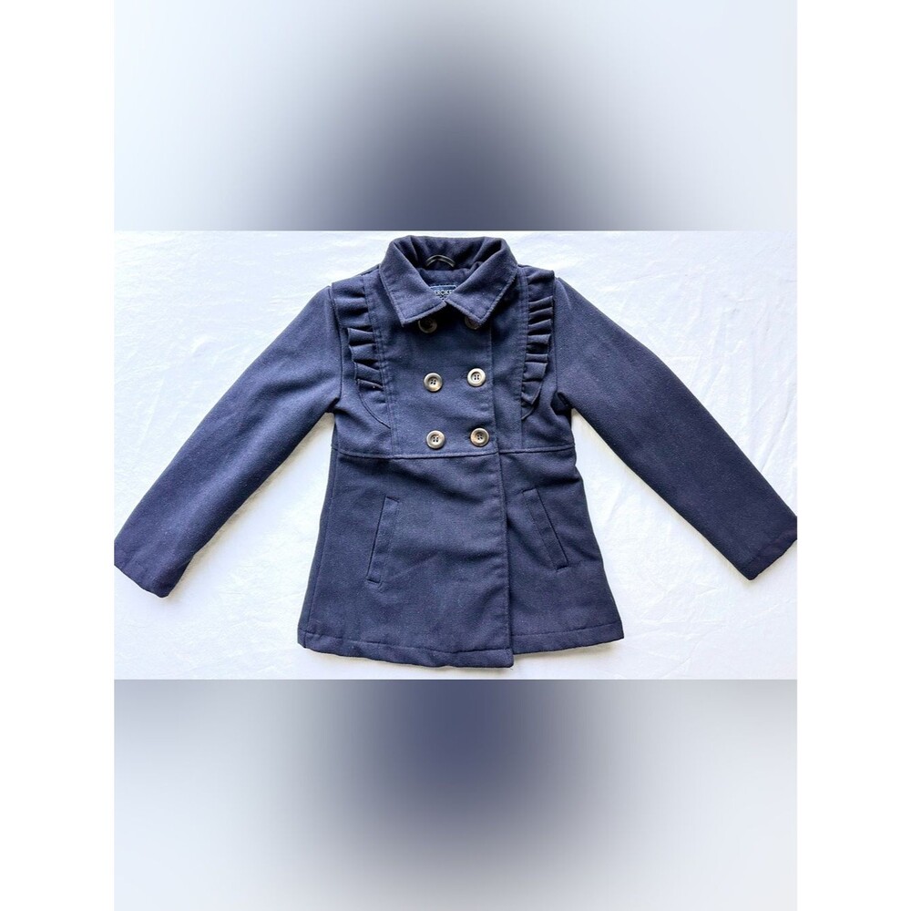 Cherokee Girls Navy Peacoat Jacket Size 7/8 – Double Breasted, Ruffle Detail